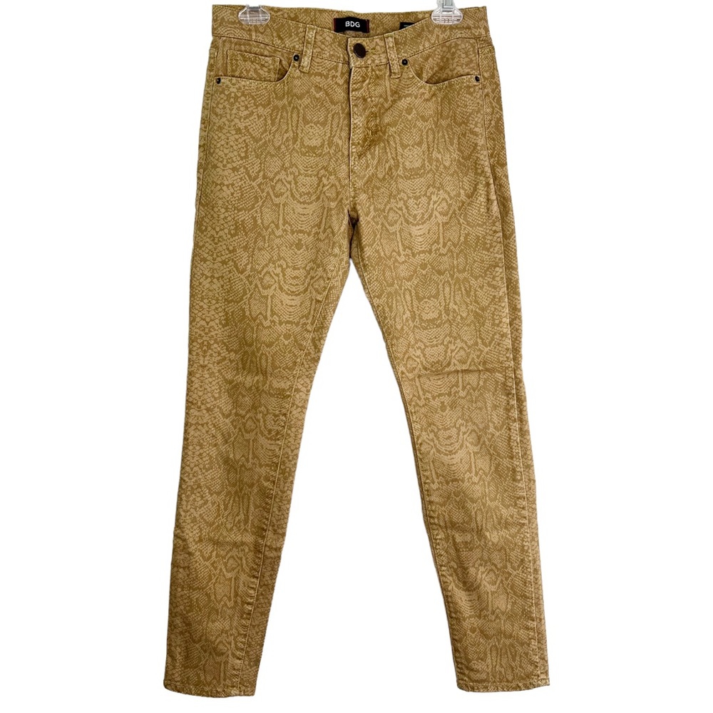 BDG High Rise Cigarette Ankle Skinny Jeans in Tan Snake Print Women’s Sz 28x30